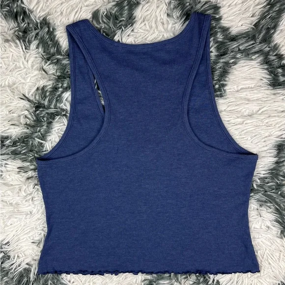 American Eagle Women's Henley True Tank Blue Size XLarge Cropped - Picture 7 of 8